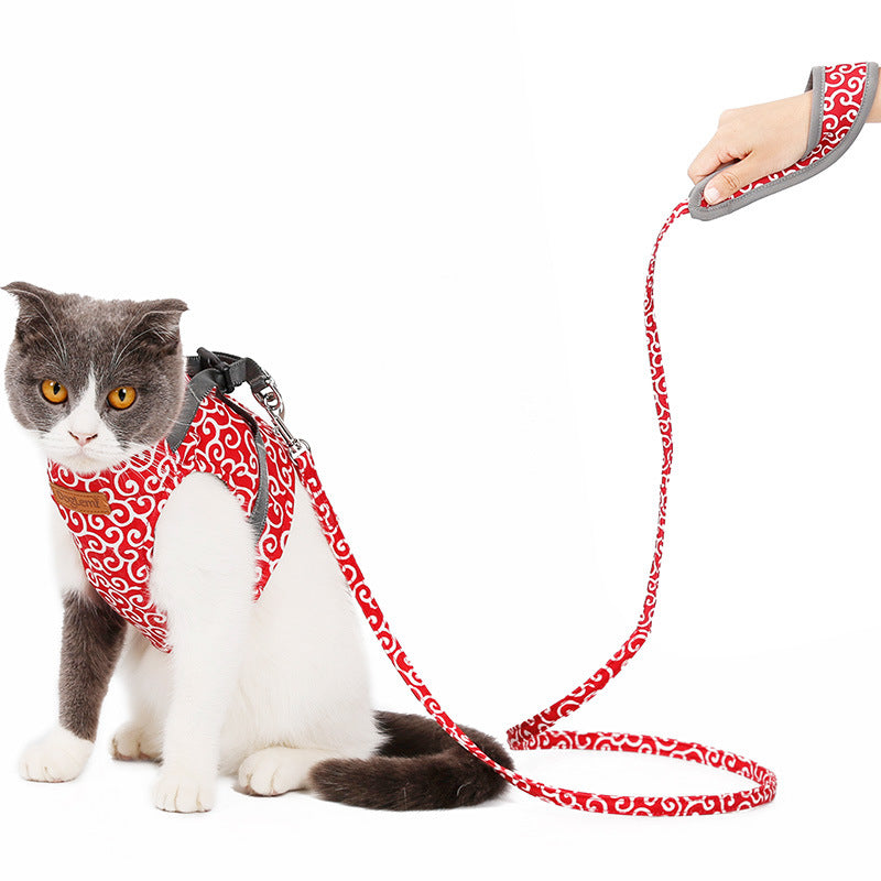 KFX-3423677 Japanese Style Cat Vest Harness with Adjustable Traction Rope & Durable Materials