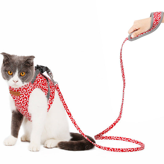 KFX-3423677 Japanese Style Cat Vest Harness with Adjustable Traction Rope & Durable Materials