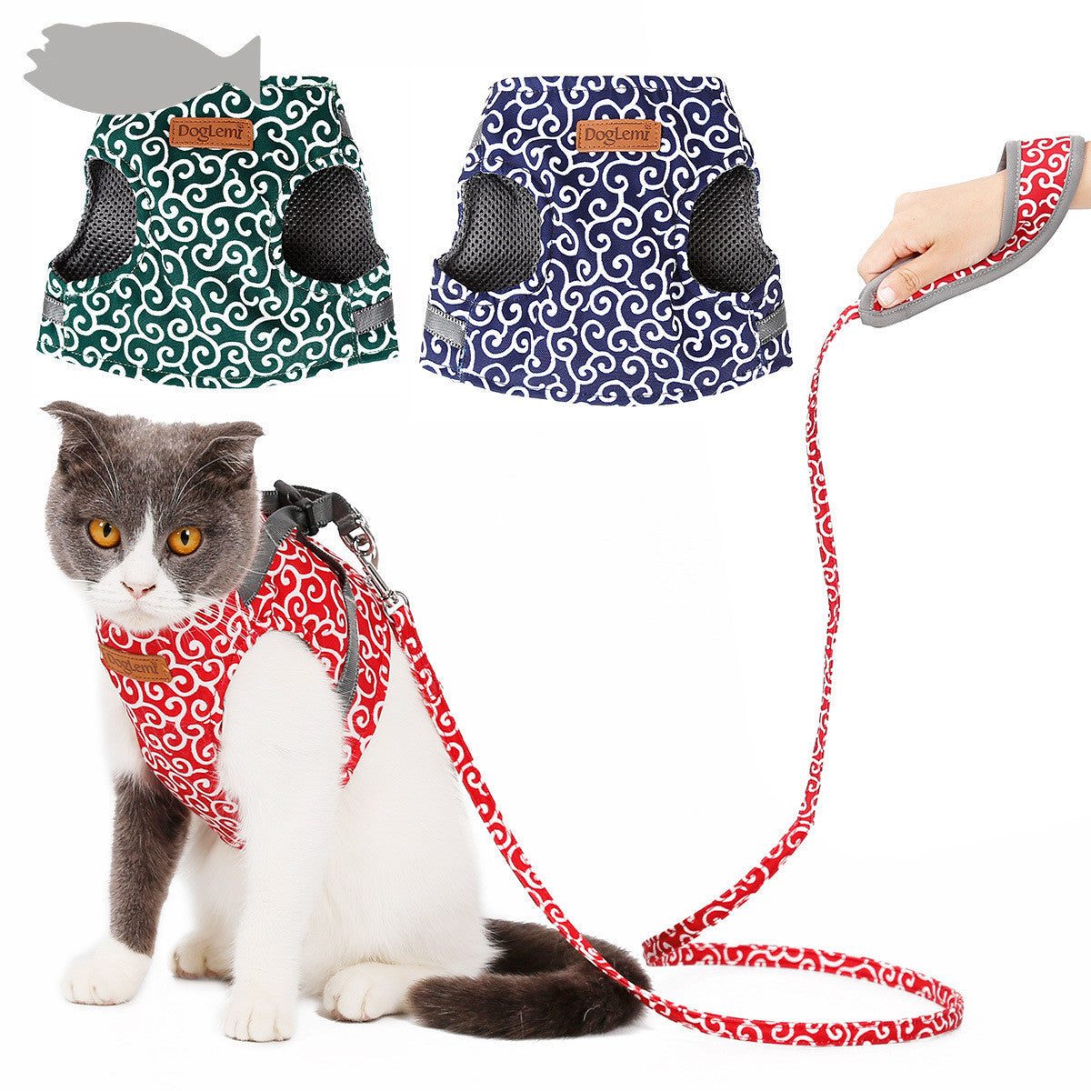 KFX-3423677 Japanese Style Cat Vest Harness with Adjustable Traction Rope & Durable Materials