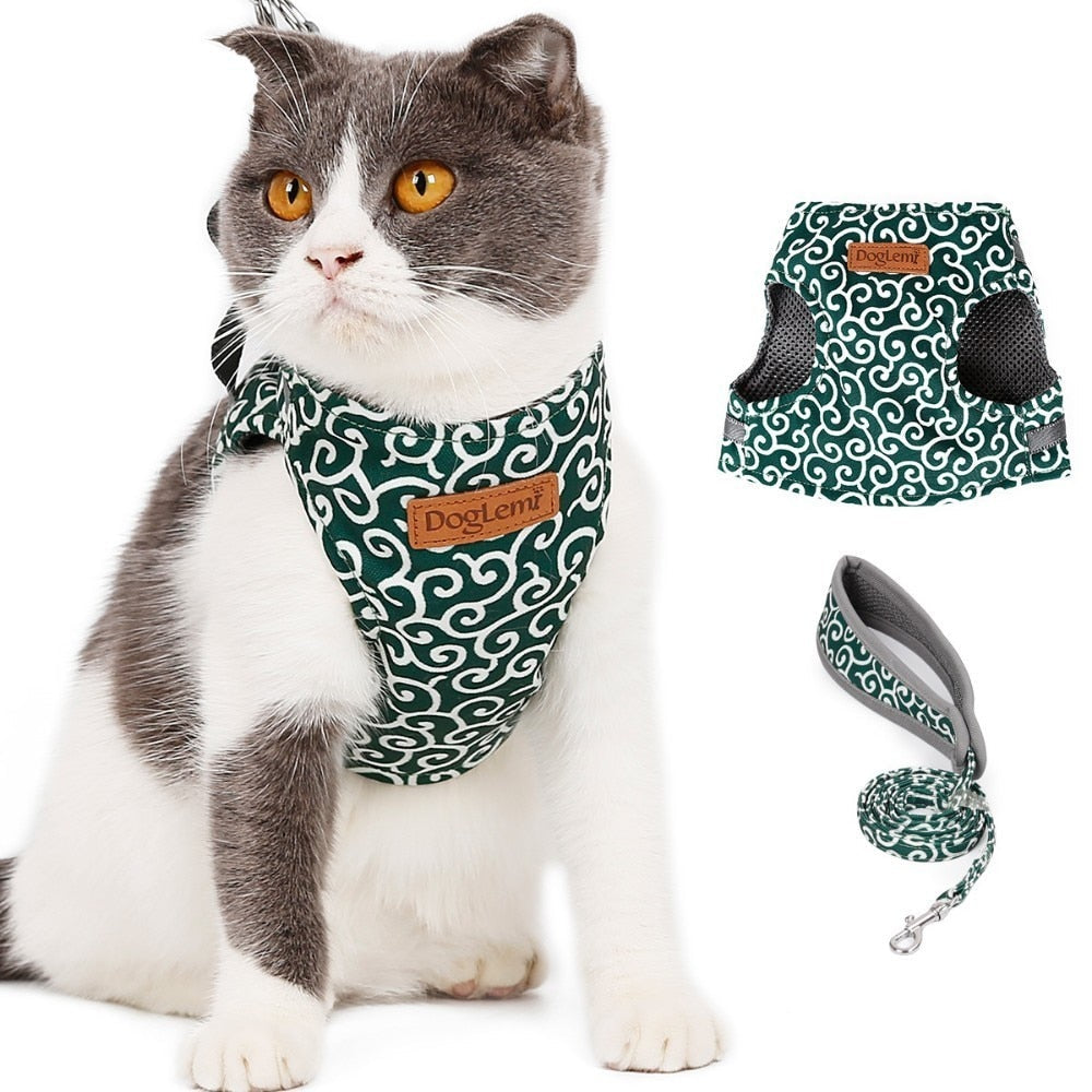 KFX-3423677 Japanese Style Cat Vest Harness with Adjustable Traction Rope & Durable Materials