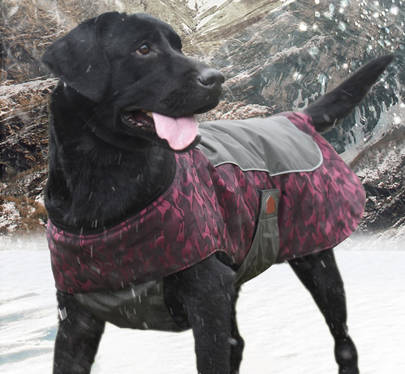 KFX-3424061 Winter Sports Jacket for Medium and Large Dogs, Wind-Proof and Cold-Proof, Available in Army Green, Sapphire Blue, and Fuchsia