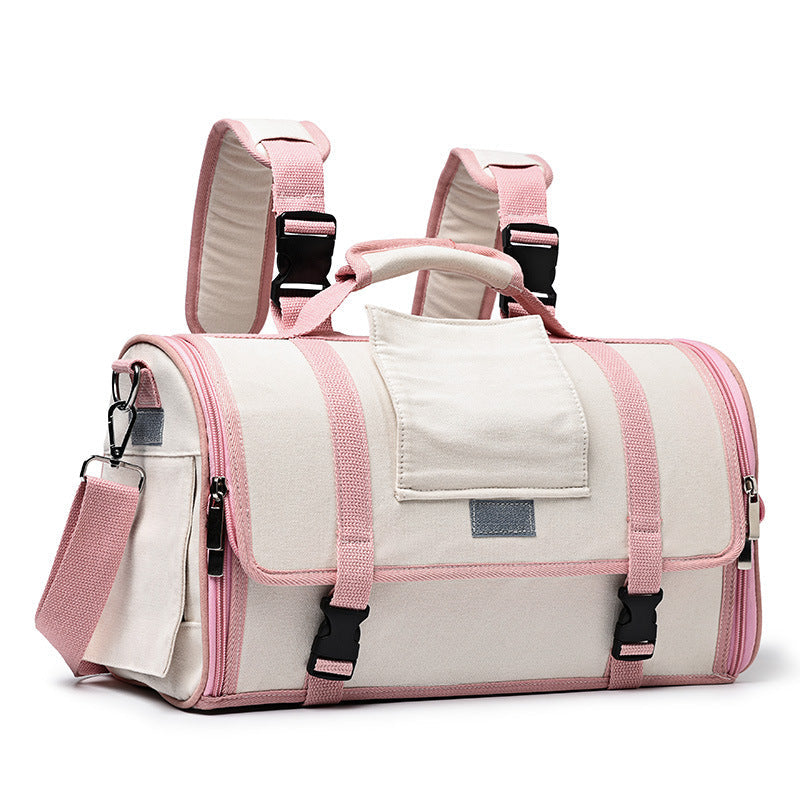 KFX-3426621 Portable Breathable Pet Backpack in Canvas for Cats and Small Dogs - Available in Small and Large Sizes