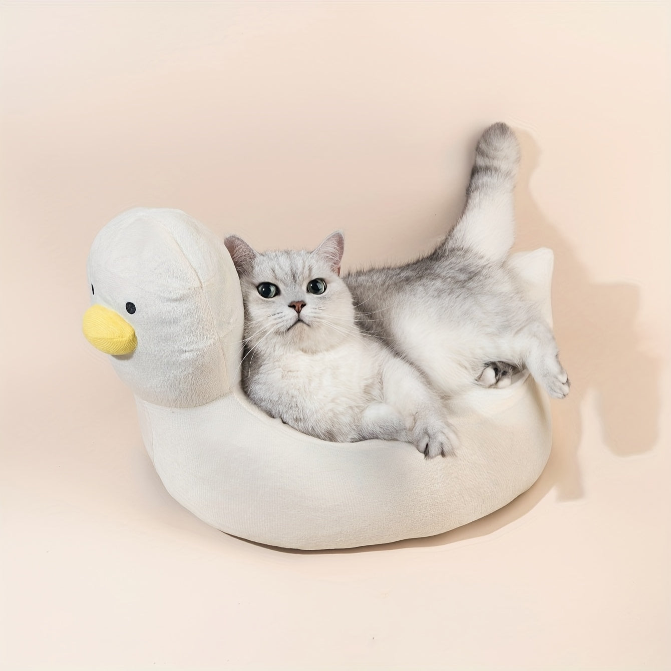 KFX-3428541 Duck Shape Fluffy Pet Bed Sofa for Small Dogs and Cats - Soft Polyester Sleeping Nest for All Seasons