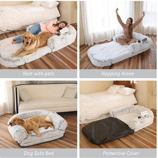 KFX-3428797 Removable and Washable Human Pet Sofa Doghouse Bed in Light and Dark Gray, 6XL Size