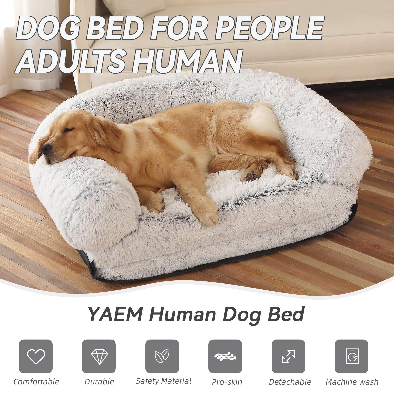 KFX-3428797 Removable and Washable Human Pet Sofa Doghouse Bed in Light and Dark Gray, 6XL Size