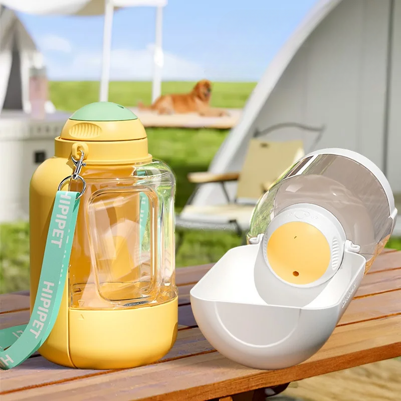 KFX-3430333 Portable 2-in-1 Dog and Cat Water Dispenser with Food Bowl – Large Capacity Hydration and Feeding Solution