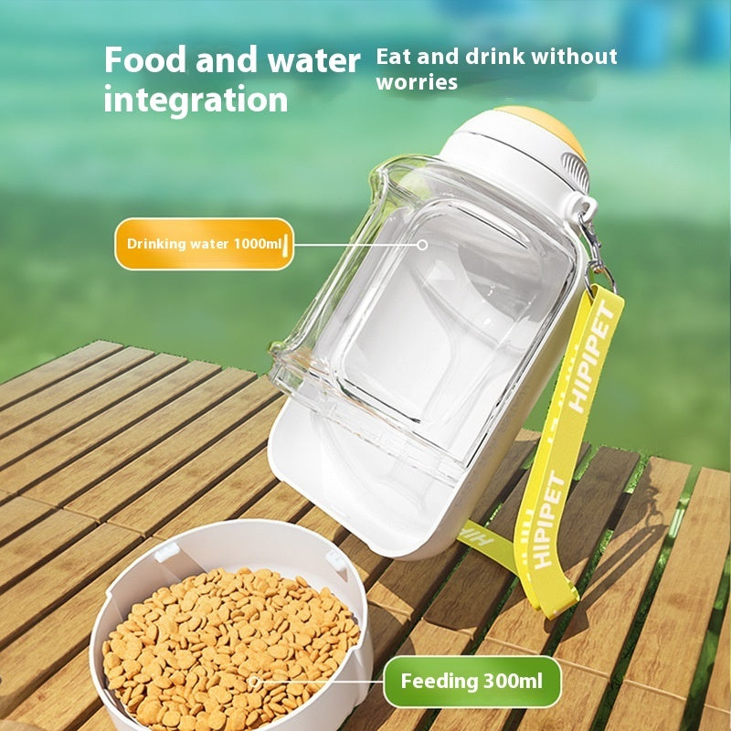 KFX-3430333 Portable 2-in-1 Dog and Cat Water Dispenser with Food Bowl – Large Capacity Hydration and Feeding Solution