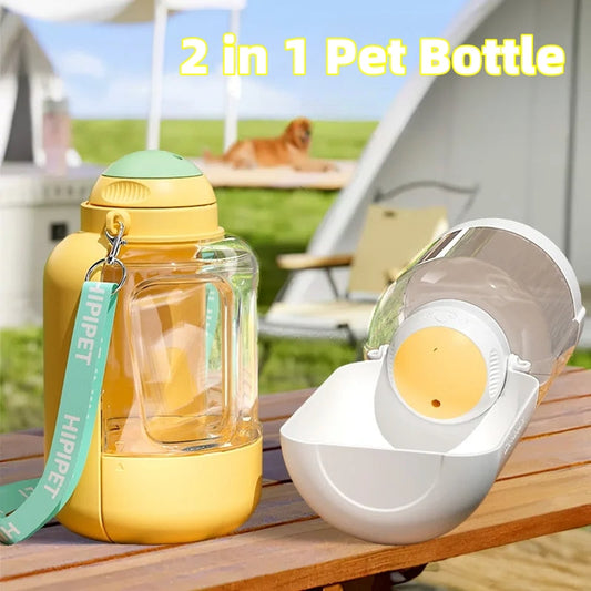 KFX-3430333 Portable 2-in-1 Dog and Cat Water Dispenser with Food Bowl – Large Capacity Hydration and Feeding Solution