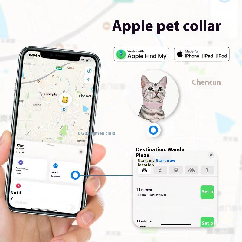 KFX-3432125 Smart Silicone Pet Collar Locator with App Connection and Long Battery Life