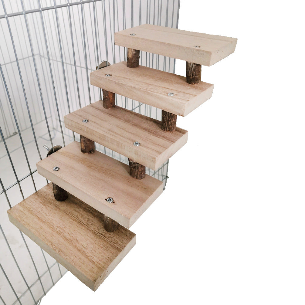 KFX-3433405 Wooden Log Stairs Pet Toy - 10cm Wide for Playful Pets