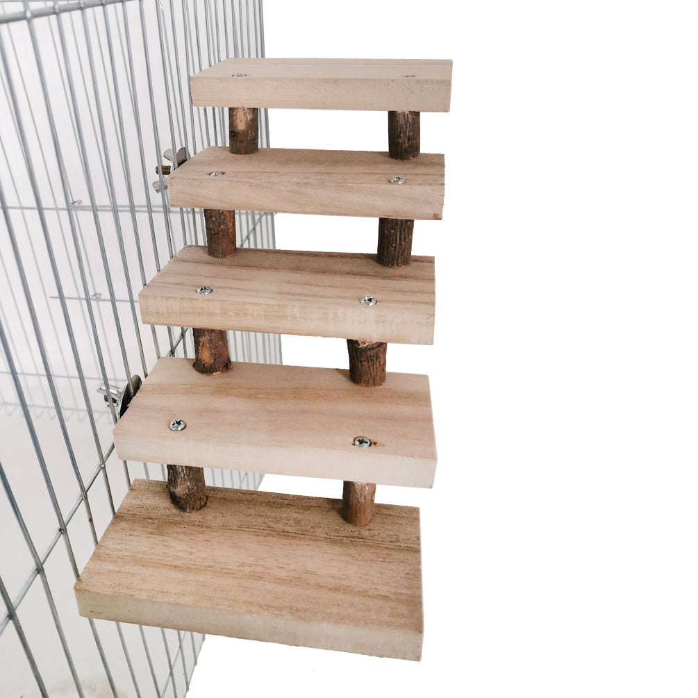 KFX-3433405 Wooden Log Stairs Pet Toy - 10cm Wide for Playful Pets