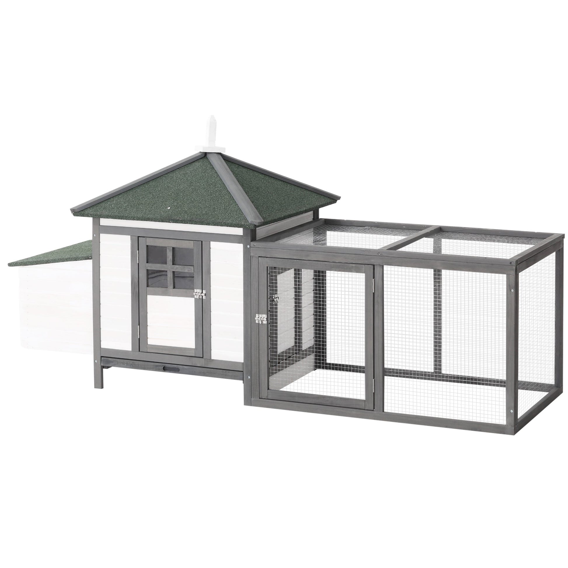 KFX-3433789 77" Wooden Chicken Coop with Nesting Box and Removable Tray for Backyard Flock Care