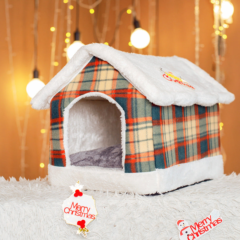 KFX-3434173 Cozy Four Seasons Plush Pet House for Dogs and Cats in Various Colors