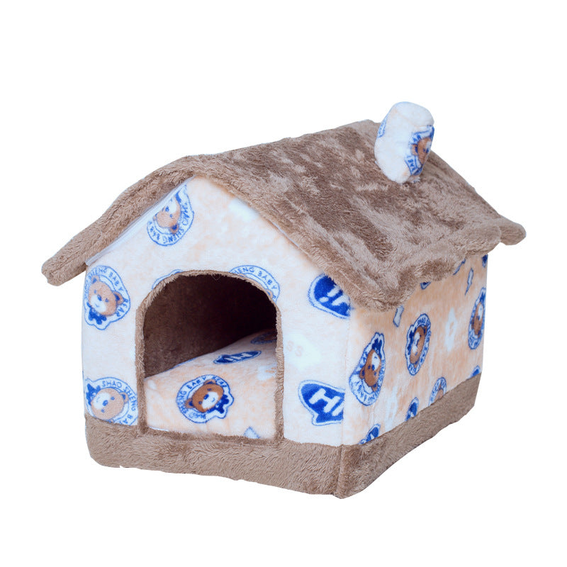KFX-3434173 Cozy Four Seasons Plush Pet House for Dogs and Cats in Various Colors