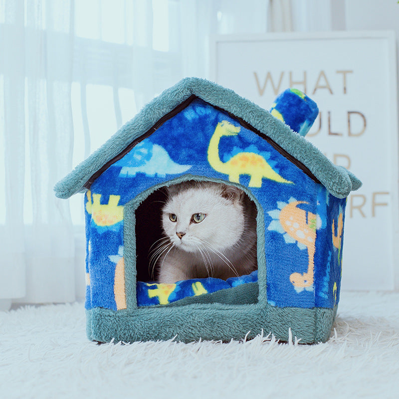 KFX-3434173 Cozy Four Seasons Plush Pet House for Dogs and Cats in Various Colors