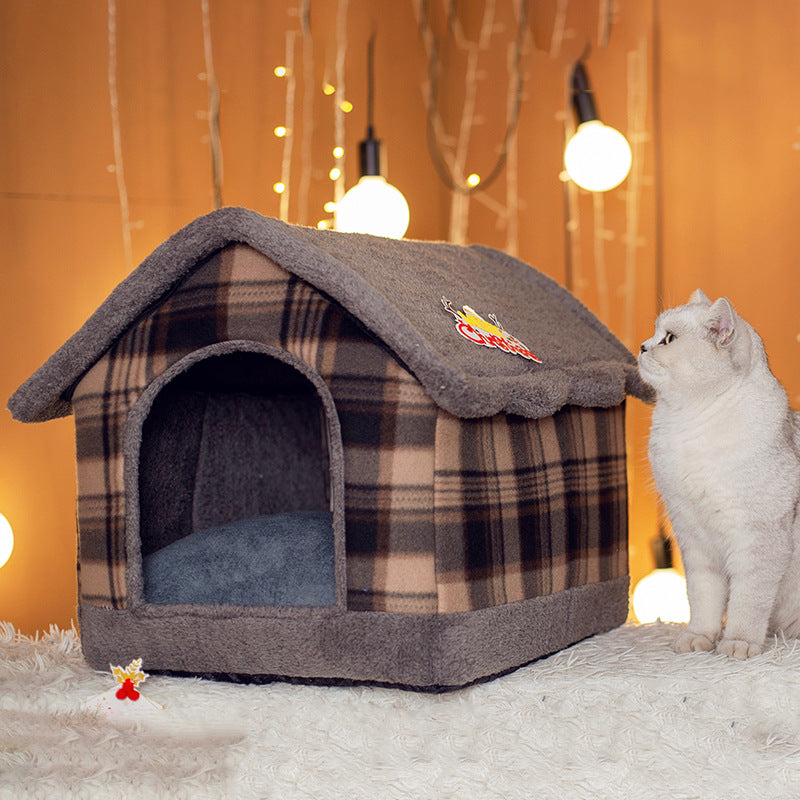 KFX-3434173 Cozy Four Seasons Plush Pet House for Dogs and Cats in Various Colors