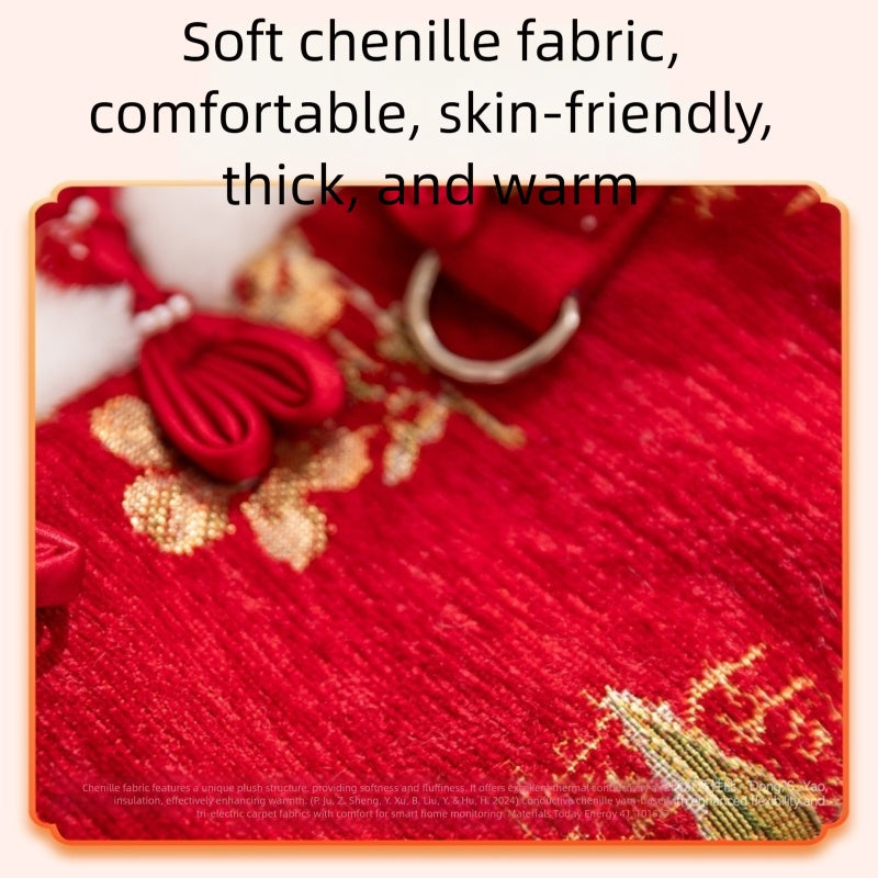 KFX-3434685 Traditional Chinese Knot Pet Vest with Faux Fur Trim for Lunar New Year Celebrations