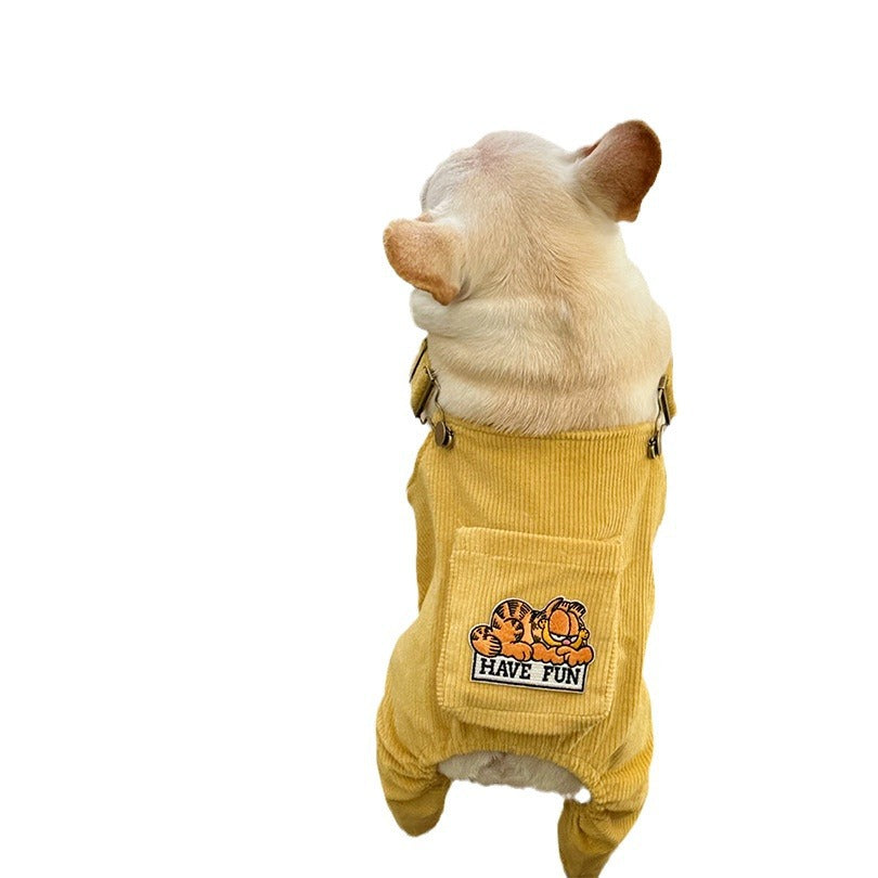 KFX-3436477 Corduroy Jumpsuit with Adjustable Three-Dimensional Pocket for Dogs and Cats