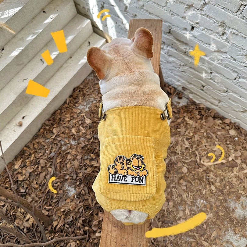 KFX-3436477 Corduroy Jumpsuit with Adjustable Three-Dimensional Pocket for Dogs and Cats