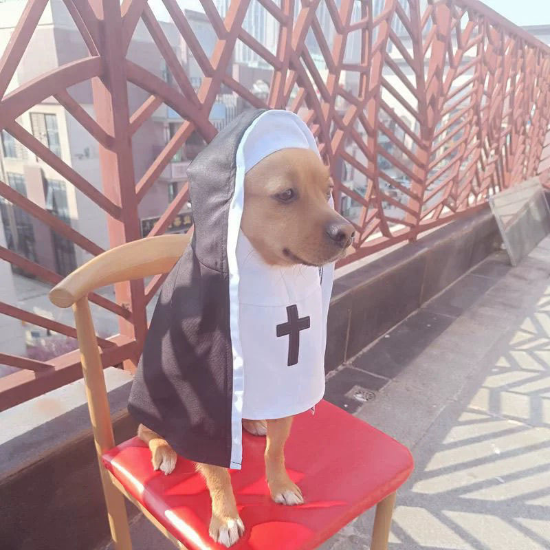 KFX-3437373 Nun Dog Costume for Small to Medium Dogs - Halloween Cloak Outfit for Pets