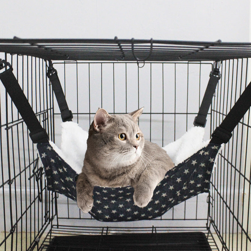 KFX-3437501 Cozy Adjustable Hammock Bed for Cats - Durable Indoor Pet Hanging Seat with Plush Winter Option