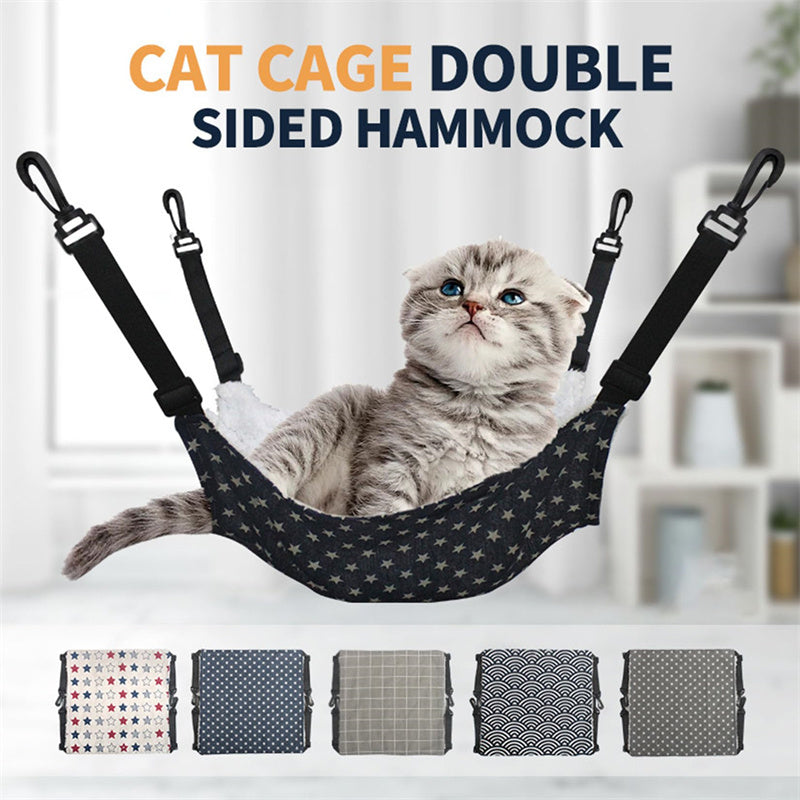 KFX-3437501 Cozy Adjustable Hammock Bed for Cats - Durable Indoor Pet Hanging Seat with Plush Winter Option