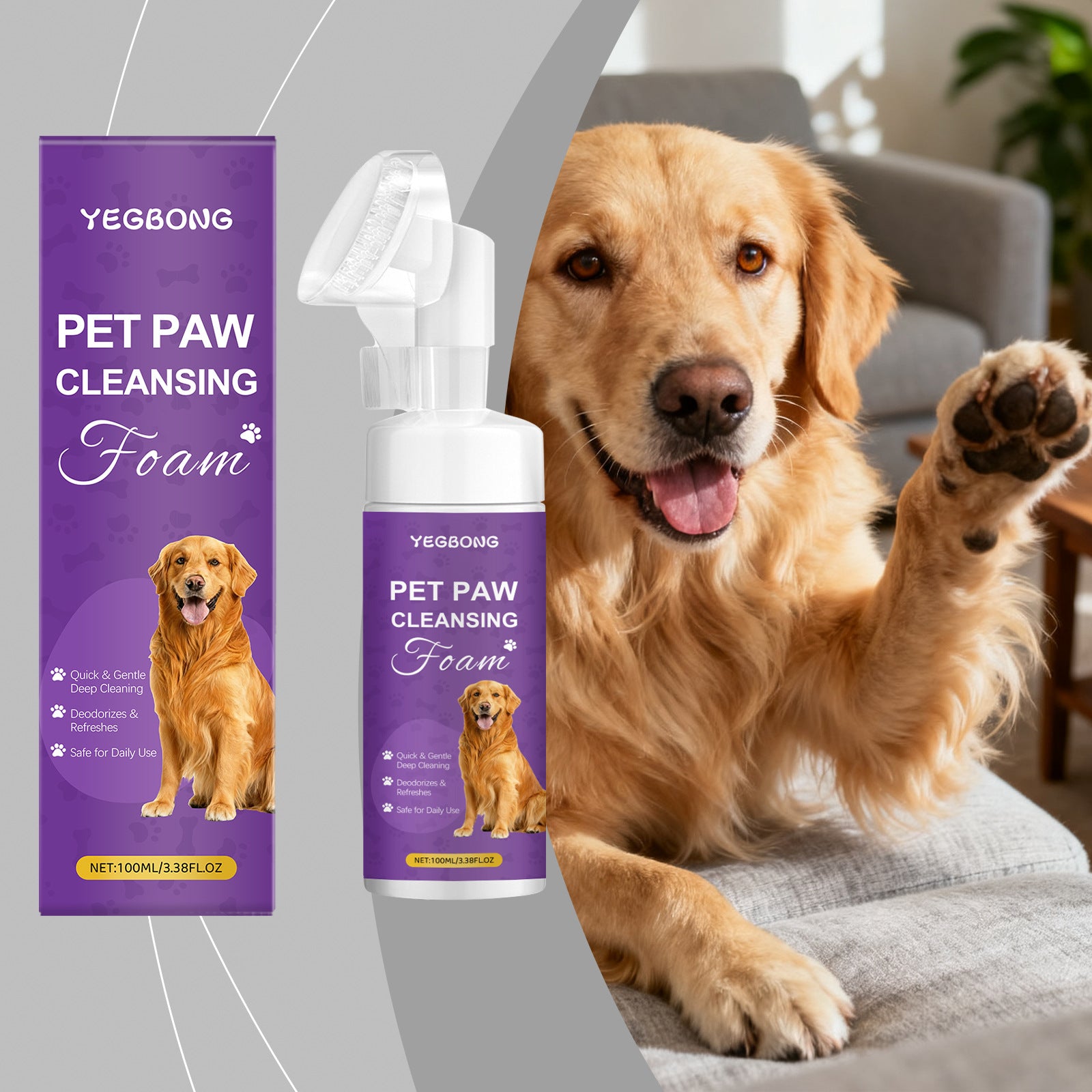 KFX-3437757 Pet Paw Cleansing Foam with Strawberry Extract for Gentle Cleaning
