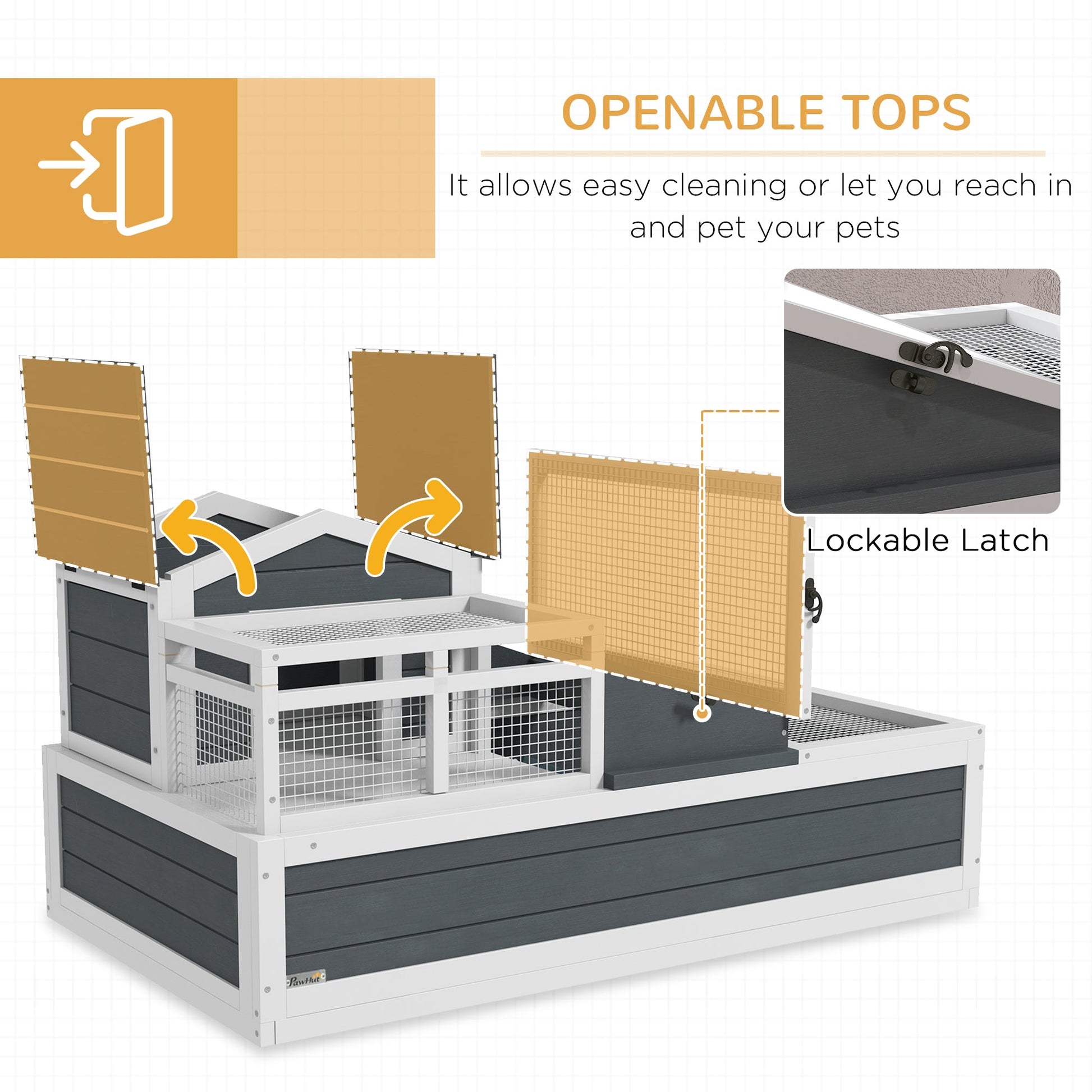 KFX-3439549 3-Room Tortoise Habitat with Balcony, 2 Stories, 44" x 25.5" x 23", Gray Finish