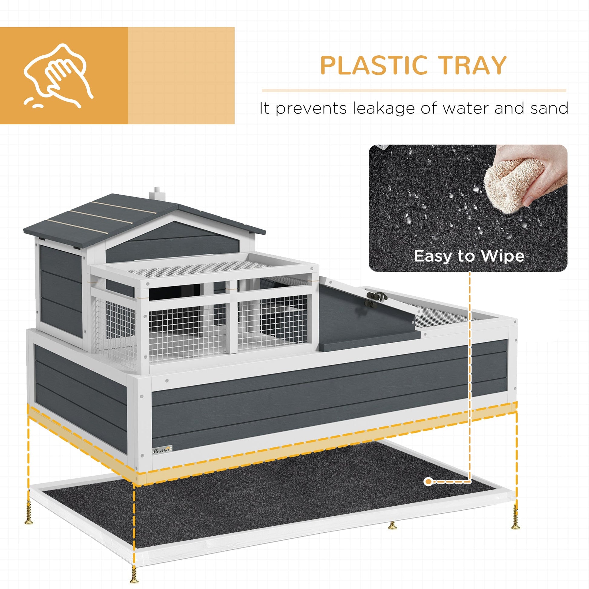 KFX-3439549 3-Room Tortoise Habitat with Balcony, 2 Stories, 44" x 25.5" x 23", Gray Finish