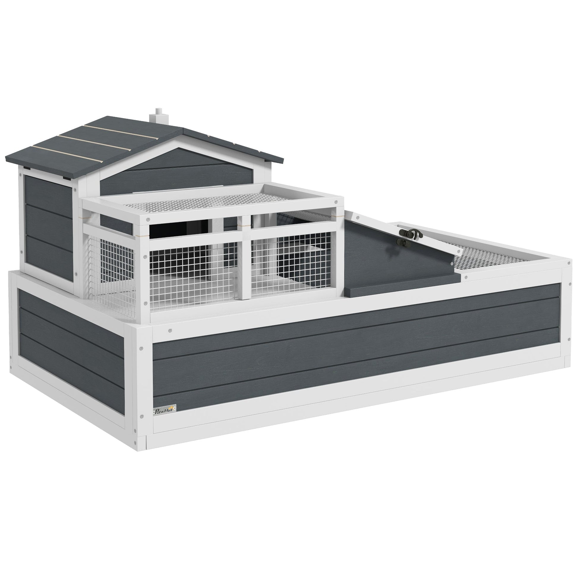 KFX-3439549 3-Room Tortoise Habitat with Balcony, 2 Stories, 44" x 25.5" x 23", Gray Finish