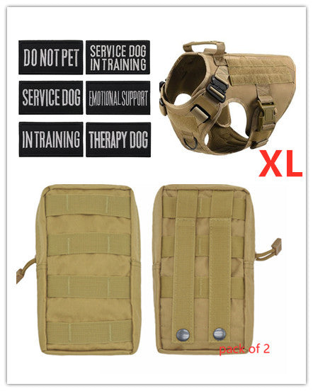 KFX-3441341 Adjustable German Shepherd Tactical Dog Harness with Heavy-Duty Nylon, Pockets, and Metal Clips
