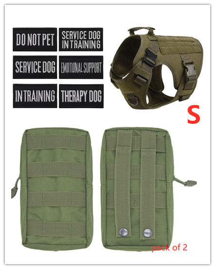 KFX-3441341 Adjustable German Shepherd Tactical Dog Harness with Heavy-Duty Nylon, Pockets, and Metal Clips