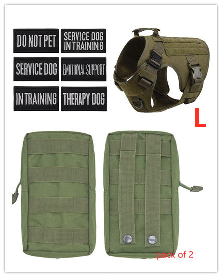 KFX-3441341 Adjustable German Shepherd Tactical Dog Harness with Heavy-Duty Nylon, Pockets, and Metal Clips