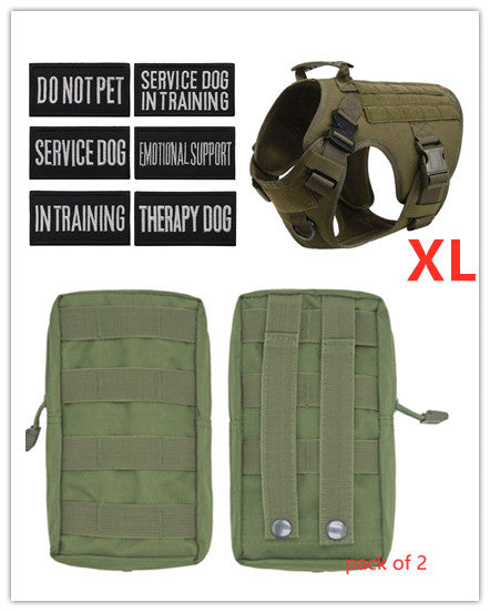 KFX-3441341 Adjustable German Shepherd Tactical Dog Harness with Heavy-Duty Nylon, Pockets, and Metal Clips