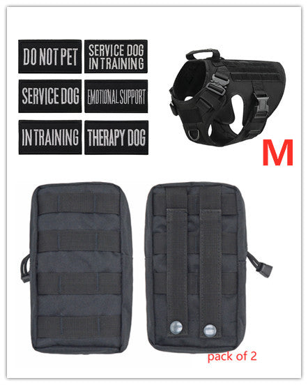KFX-3441341 Adjustable German Shepherd Tactical Dog Harness with Heavy-Duty Nylon, Pockets, and Metal Clips