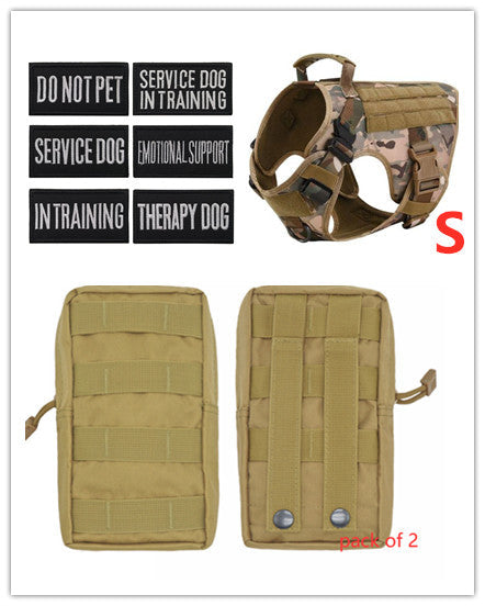 KFX-3441341 Adjustable German Shepherd Tactical Dog Harness with Heavy-Duty Nylon, Pockets, and Metal Clips