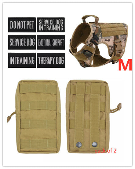 KFX-3441341 Adjustable German Shepherd Tactical Dog Harness with Heavy-Duty Nylon, Pockets, and Metal Clips