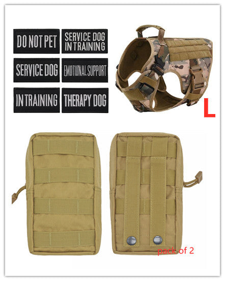 KFX-3441341 Adjustable German Shepherd Tactical Dog Harness with Heavy-Duty Nylon, Pockets, and Metal Clips