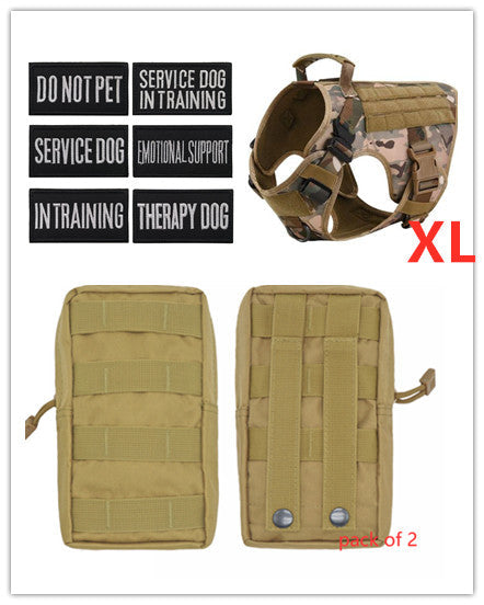 KFX-3441341 Adjustable German Shepherd Tactical Dog Harness with Heavy-Duty Nylon, Pockets, and Metal Clips