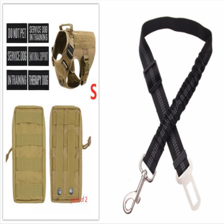 KFX-3441341 Adjustable German Shepherd Tactical Dog Harness with Heavy-Duty Nylon, Pockets, and Metal Clips
