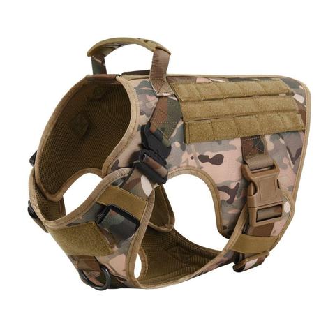KFX-3441341 Adjustable German Shepherd Tactical Dog Harness with Heavy-Duty Nylon, Pockets, and Metal Clips