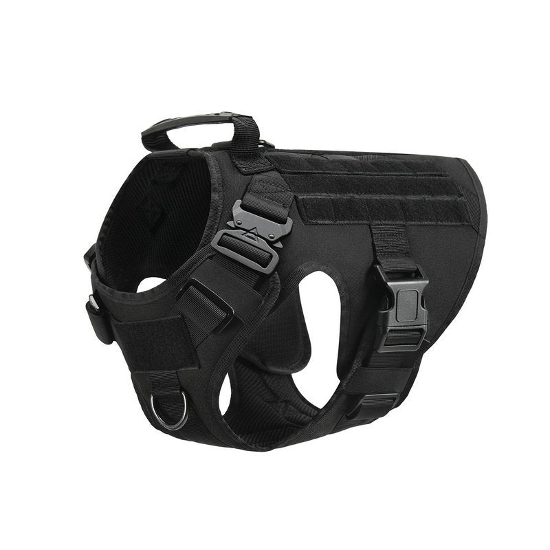 KFX-3441341 Adjustable German Shepherd Tactical Dog Harness with Heavy-Duty Nylon, Pockets, and Metal Clips