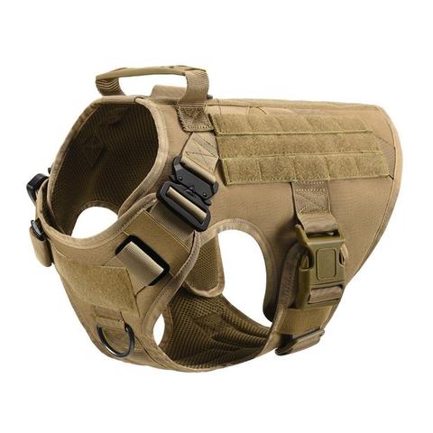 KFX-3441341 Adjustable German Shepherd Tactical Dog Harness with Heavy-Duty Nylon, Pockets, and Metal Clips