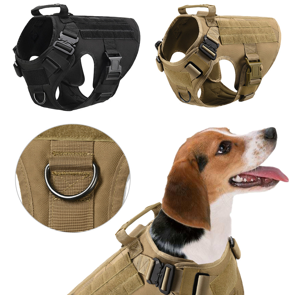 KFX-3441341 Adjustable German Shepherd Tactical Dog Harness with Heavy-Duty Nylon, Pockets, and Metal Clips