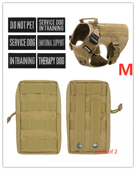 KFX-3441341 Adjustable German Shepherd Tactical Dog Harness with Heavy-Duty Nylon, Pockets, and Metal Clips