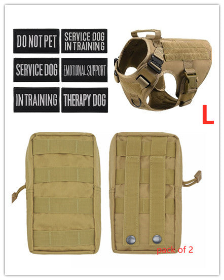 KFX-3441341 Adjustable German Shepherd Tactical Dog Harness with Heavy-Duty Nylon, Pockets, and Metal Clips