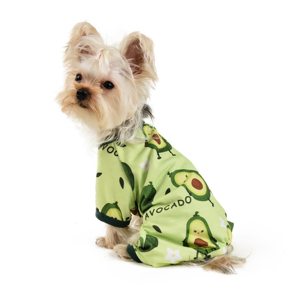 KFX-3441469 Four Seasons Cotton Dog Jumpsuit in Grass Green - Casual Pet Pajamas for All Sizes