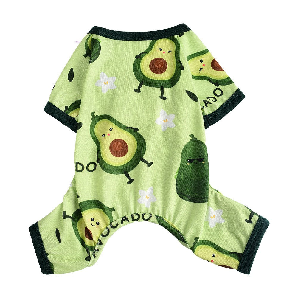 KFX-3441469 Four Seasons Cotton Dog Jumpsuit in Grass Green - Casual Pet Pajamas for All Sizes
