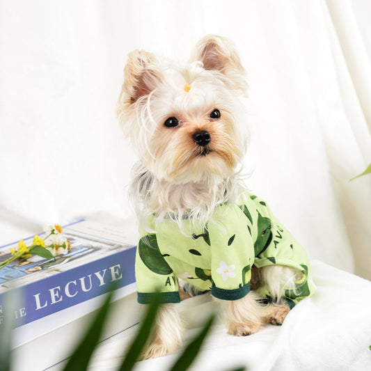 KFX-3441469 Four Seasons Cotton Dog Jumpsuit in Grass Green - Casual Pet Pajamas for All Sizes