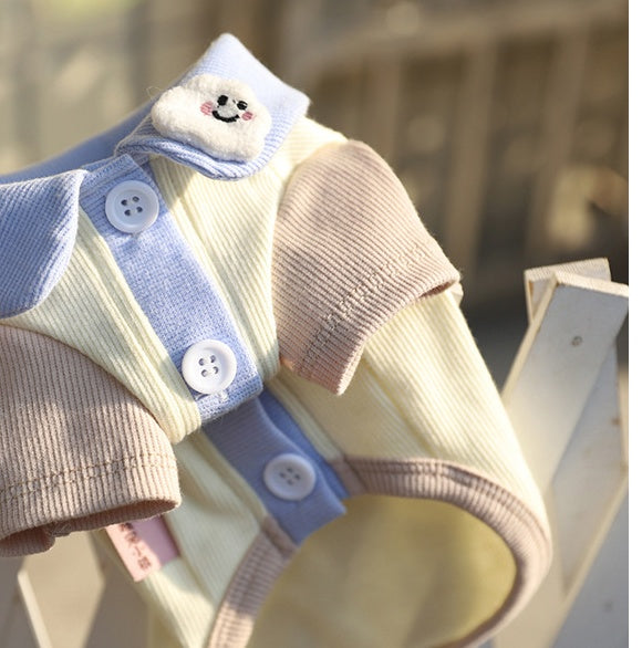 KFX-3442237 Cotton Bipedal Casual Cardigan for Pets - Available in Blue and Pink